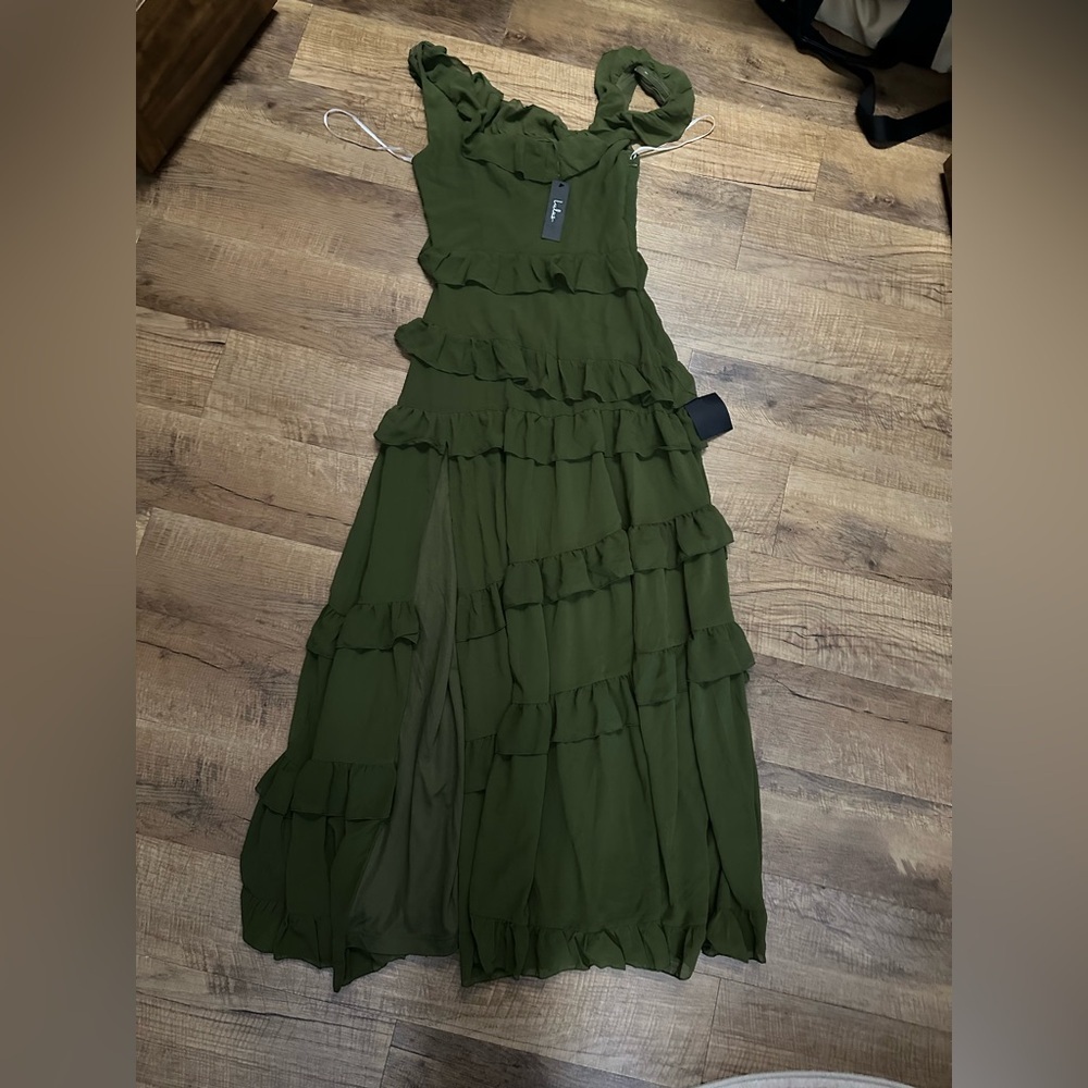 Lulus Compelling Romantic Olive Green Ruffled Tiered Maxi
Dress - Picture 4 of 5